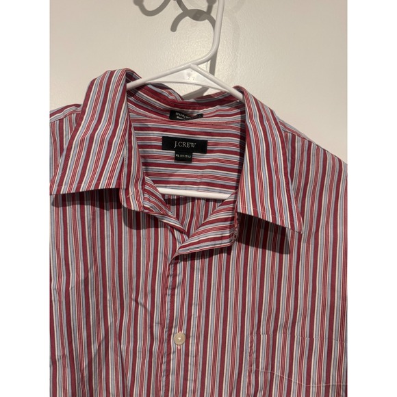 J. Crew Mens XL Red Blue Stripe Button Down Dress Shirt 80s 2 Ply Cotton - Picture 4 of 7